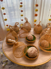 Load image into Gallery viewer, Cane Base with cover, for decor as tea light holder or food set of four