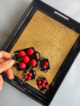 Load image into Gallery viewer, Black & Gold Serving Trays set of two
