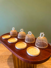 Load image into Gallery viewer, Cane Base with cover, for decor as tea light holder or food set of four
